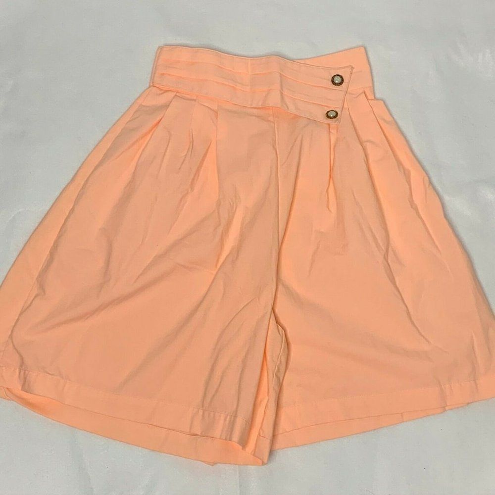 Vtg 80s Wide Leg Shorts 9/10 Peach High Waist